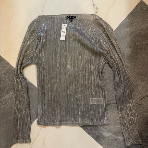 J. Crew Tops - J. Crew Shiny Silver Knit Top